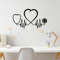 a wall decal with a stethoscope in the shape of a heart