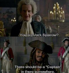 captain jack sparrow in pirates of the caribbean with caption that reads, i've never seen captain jack sparrow before