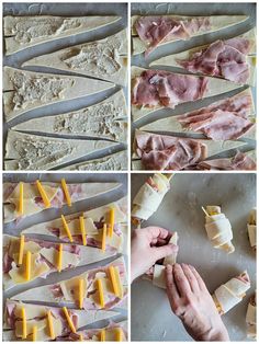 the process of making ham and cheese appetizers