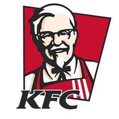 an old man with glasses and a beard in front of a kfc logo on a white background