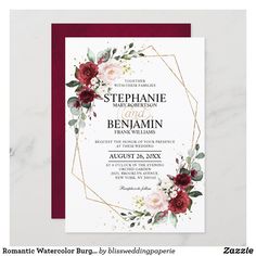 wedding rsp card with burgundy and white flowers