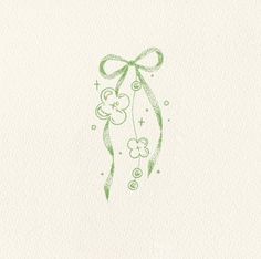 a drawing of a green ribbon with flowers on it