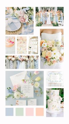 a collage of different wedding colors and details