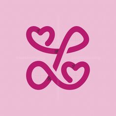 the letter e is made up of two hearts and an infinite knot on top of it