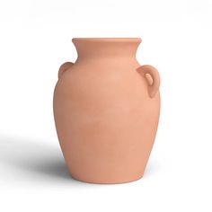 a pink vase sitting on top of a white table