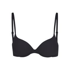 You’ll look and feel so good in our reinvented, buttery-soft t-shirt push-up bra. This innovative style offers a sexy, supportive lift with its light push-up foam pads and flexible, ultra-comfortable underwire. Features 360 stretch to fit in between sizes, adjustable straps, and hook and eye back closure. Fits true to your SKIMS bra size. | SKIMS Push-Up Bra | Black | Fits Everybody Cute Bras Push Up, Bra Png, Black Bras, Cute Bra, Demi Bras, Cute Bras, Bandeau Bra, Triangle Bralette, Full Coverage Bra