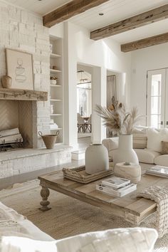 a living room filled with furniture and a fire place