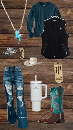 #country #western #countryoutfit #outfit #fits #countrygirl Cute Country Fits, Western Riding Clothes, Country Girl Style Outfits, Show Outfit Ideas, Country Hairstyles, Hunting Outfits, Country Fall Outfits, Cowgirl Barbie, Western Inspired Outfits