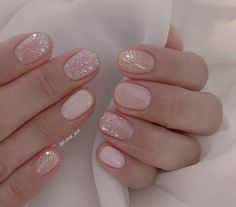 Glitter Nails Korean, Pink Glittery Nails, Pink Sparkle Nails, Trendy Manicure, 2023 Nails, Pink Glitter Nails, Pretty Toe Nails