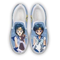 Sailor Mercury Classic Slip On Custom Sailor Moon Anime Shoes Lightweight construction with breathable mesh fabric provides a comfortable and flawless fit. Sailor Moon Anime, Great Anniversary Gifts, Moon Moon, Anime Shoes, Sailor Mercury, Anime Gifts, Trending Sneakers, Shoes High, Vans Classic