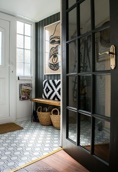 the entryway is clean and ready for guests to use it as a storage space