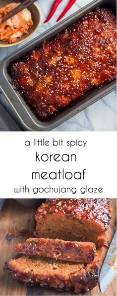 Korean Meatloaf, Gochujang Glaze, Koreansk Mad, Korean Recipes, Meatloaf Recipes, Pork Dishes, Asian Cooking, Beef Dishes, Asian Dishes