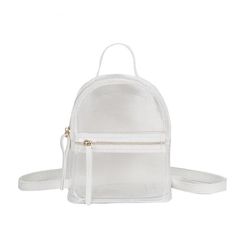 This beautiful backpack from Innovato Design is crafted from high-quality polyvinyl chloride and features a transparent design. This stylish bag is very trendy and has a one of a kind stunning design perfect for women and teens and has undergone the latest embossing process. Experience its elegance and sophistication and get yours now.  Product highlights:   Also available in 4 color designs  A unique casual backpack just like you  With a durable and glossy strap  Sleek and very light to carry White School Bag With Clear Strap, Trendy Backpack With Transparent Straps, Trendy School Backpack With Clear Strap, White Plastic School Bags, Trendy White Plastic Bags, Trendy Clear Backpack For School, Clear Nylon Backpack With Clear Strap, Everyday Clear Strap Bags For Back To School, Clear Backpack With Clear Strap For Students