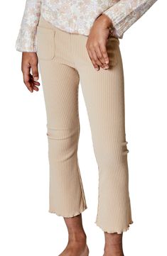 Designed with a modern crop leg and versatile solid hue, these ribbed pants are sure to keep you looking sharp. Front patch pockets 95% polyester, 5% spandex Hand wash, line dry Imported Rib Flare, Ribbed Pants, Ribbed Flares, Leggings And Socks, Concert Looks, Kids Uggs, Design History, Suit Shop, History Design