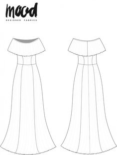 the front and back view of an off shoulder dress