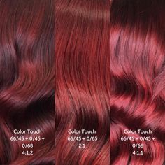 Touch Chart, Wella Colour Touch, Deep Red Hair, Colour Touch Wella, Wella Hair Color, Color Formulas, Wella Hair, Wella Color