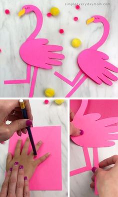 how to make flamingos out of construction paper