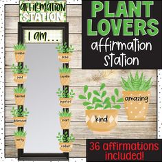 a plant lover's affirmation station with potted plants