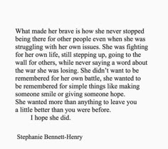 a poem written by stephanie bennet - henry on the topic of being strong in someone's life