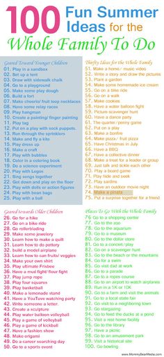 a poster with the words 100 fun summer ideas for the whole family to do on it