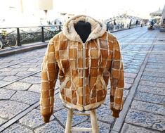 Giubbotto pelle shearling bomber vintage anni 80 90 donna taglia L