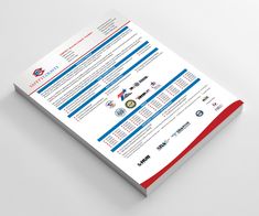 a brochure designed to look like a business letterhead with red, white and blue lines