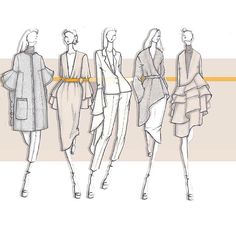 a line of women's coats and dresses on the runway