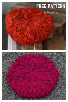 two pictures showing the same pattern for a crocheted hat