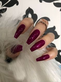 Beautiful Ombre Nails, Hot Color Nails, Ombre Nail Designs Fall, Maroon Ombre Nails, 1 Color Nails, Pretty Nails For Fall, Fall Colors For Nails, Fall Nail Styles, Different Nails