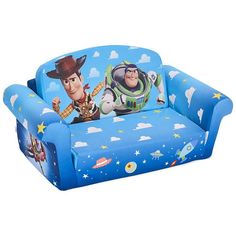 the toy story sofa has two characters on it