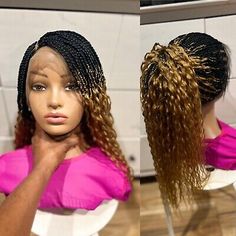 Braided two-tone black & gold wig. Made on a full lace wig. Length is 24inches l  | eBay Egyptian Wigs, Microbraided Wigs, Gold Wig, Cleopatra Wig, Blonde Braided Wig, Gold Wigs, Braided Twist, Braded Wig, Afro Wig