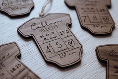 wooden baby's bib ornament with names and date