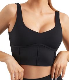 PRICES MAY VARY. Built in bra crop top: Removable pad is easy to be adjustment-ed and keep the breast shape well. Breathable lining is comfortable and easy to wear. It is nice to either work out in or even just for the day to day. Corset sports bra for women: Designed combine sports and fashion which bra is low impact with unique design and no hanging strings. Sport with suitable for yoga, pilates, fitness, running or can be used for daily chest straps. Long line bra flatter the waist line. Spor Padded Sports Bra For Women, Contoured Sports Bra With Built-in Bra For Yoga, Sports Bra With Built-in Bra For Yoga, Wide Strap Sports Bra With Built-in Padding For Yoga, Black Sports Bra With Built-in Bra For Yoga, Compressive Sports Bra With Built-in Padding For Yoga, Athletic Skirt, Padded Sports Bra, Workout Crop Top