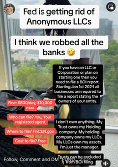 an ad with the caption that reads, fed is getting rid of anonymous lics i think we robbed all the banks