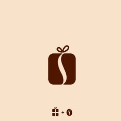 a brown gift box with a ribbon on it and the letter s is for coffee