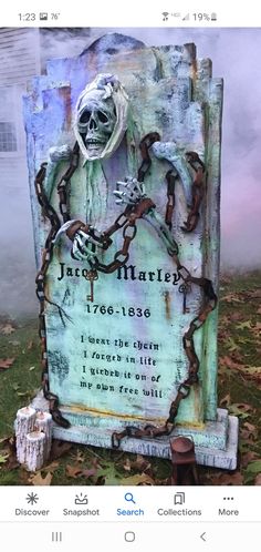 Graveyard Decorations Halloween, Halloween Graveyard Decorations, Halloween Coffin Decoration, Graveyard Decorations, Marlborough Massachusetts, Haunted Garage, Jacob Marley