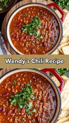 two images showing the same chili recipe