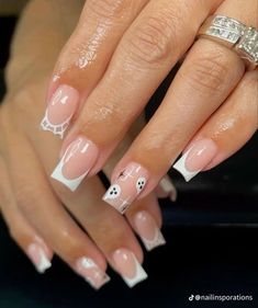 Gel Nail Designs Not Acrylic, Nail Design Halloween Ideas, French With Ghost Nails, Short Halloween French Tip Nails, Back To School Nail Ideas Square, September Nails French Tip, White French Halloween Nails, College Nails Ideas Simple, Halloween Summer Nails