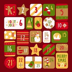 a christmas themed calendar with numbers and decorations