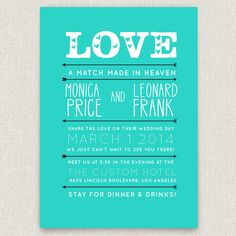 the love match made in heaven wedding card is shown on a blue background with white lettering