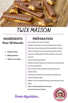 an advertisement with chocolate covered pretzels on a cutting board and the words tux maison