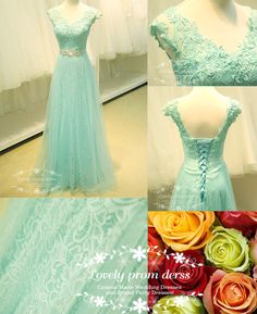 You can choose a custom color (which is free service    About US:  Independent Design and Real Sample Mint Green Prom Dress, Junior Prom, Fancy Things, Lace Prom Dress, Dresses Cheap, Bridal Party Dresses, Tulle Prom Dress, Prom Dresses Lace