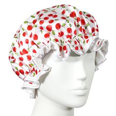 Pamper yourself with this Satin Shower Cap, the perfect spa accessory for your bath and beauty needs! This shower cap keeps your hair dry with waterproof vinyl under the stylish satin design while your are bathing or showering. The elastic band allows the cap that comfortably fit all head and hair sizes. You can also wear the cap to keep your hair in place while you sleep. Available in a variety of fun and sassy patterns for the fashionista in you! Dimensions: 11 inch diameter. Material: Vinyl, Satin Design, Fashion Apron, Beauty Needs, Fishing Wedding, Earring Jewelry Box, Cherries Jubilee, Lace Tape, Spa Accessories, Hair Dry