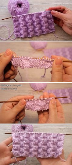 two pictures show how to crochet the stitches in this yarn stitching project