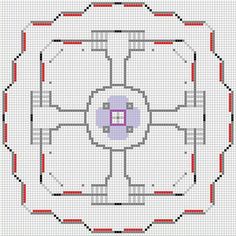 a cross stitch pattern with an image of a flower in the center and two smaller flowers on