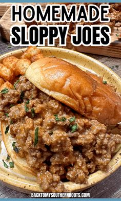 homemade sloppy joes recipe with text overlay