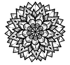 a black and white drawing of a flower