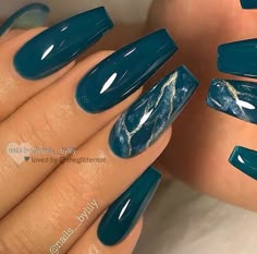 Teal Nails, Marble Nail Designs, Stiletto Nail Art, Nails Stiletto