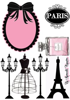 an advertisement for paris with the eiffel tower and mannequin on display