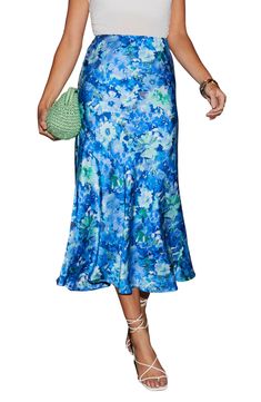 A vintage-look floral print brightens a supple satin midi skirt that's perfect for a garden party. Hidden side-zip closure 100% polyester Hand wash, dry flat Imported Vici Collection, Satin Midi Skirt, Garden Party, A Garden, Vintage Looks, Side Zip, Womens Bottoms, Midi Skirt, Top Brands